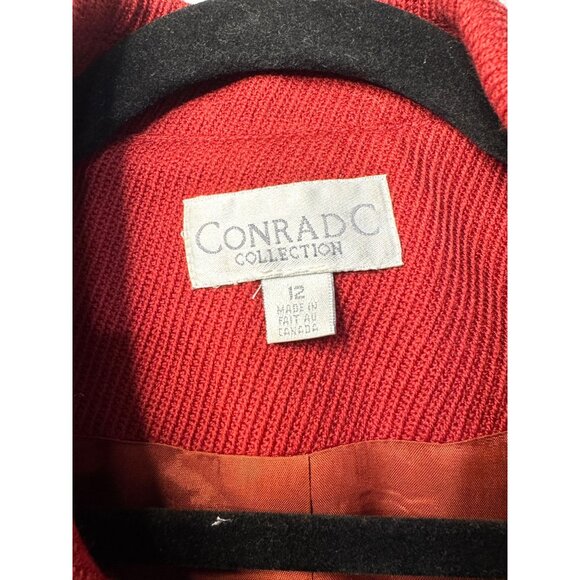 Vintage Conrad C Button Front Blazer Jacket Red Sz 12 Long Sleeve Career Office - Picture 4 of 7